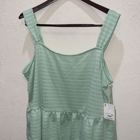 A.N.A. Flowy Strap Peplum Tank Cameo Green Stripe Blouse Women's Size XXL - Picture 6 of 11